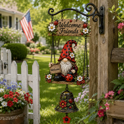 🏆 Last Day Special Price £9.99 !  🔔Buy more save more🧙‍♂️Gnome Welcome Doorbell Outdoor Decor – Charming gnome figure with clear melodic bell. 🏠✨