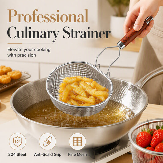 🔪 50% OFF NOW! 🍳 Stainless Steel Sieve with Handle – Fine mesh, durable & easy-grip – Perfect for straining pasta, fruits & veggies 💧